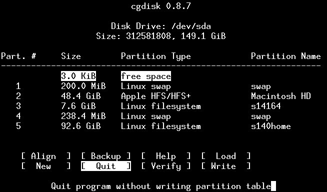 recyclage en swap de la partition EFI du Mac
